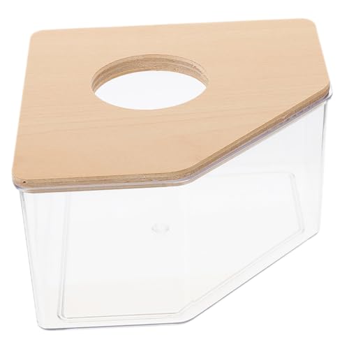 EXHUMKY Hamster Sandbad Box Transparente Sandbadbehälter mit Holzabdeckung für Hamster Rennmäuse und Chinchillas Hygienisch und Langlebig für Sicheres Baden von EXHUMKY