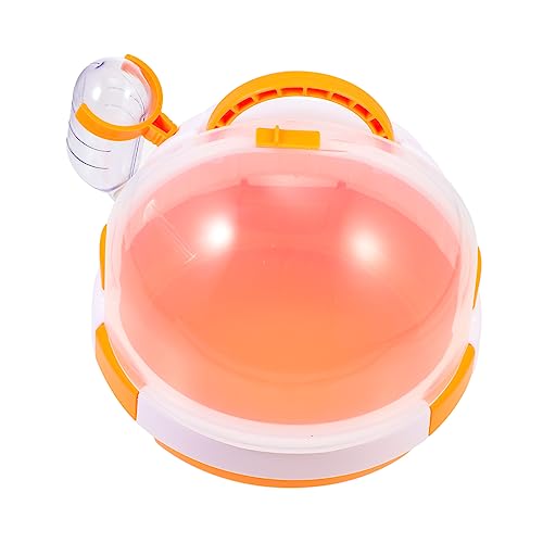 EXHUMKY Hamster Tragetasche Tragbarer Käfig für Kleintiere aus Ausgewählten Materialien Leicht zu Reinigen für Reisen und Ausflüge mit Ihrem Hamster Orangefarbenes Design von EXHUMKY