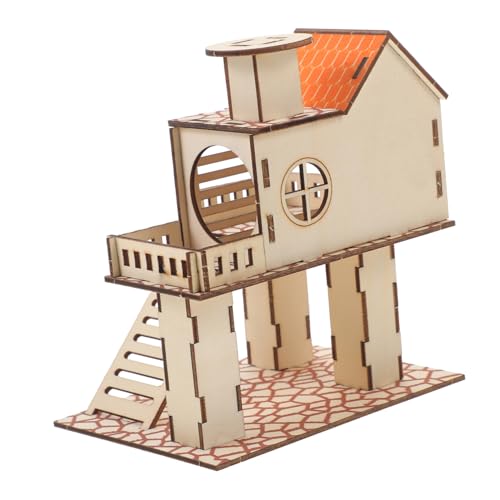 EXHUMKY Hamstertunnel Spielzeug, Meerschweinchenhaus, Hamsterhäuser, Meerschweinchen Ruhehaus, Käfig, Hamsterhaus, Hamster Holzverstecke, Haushalts Eichhörnchenhaus, Entzückendes von EXHUMKY