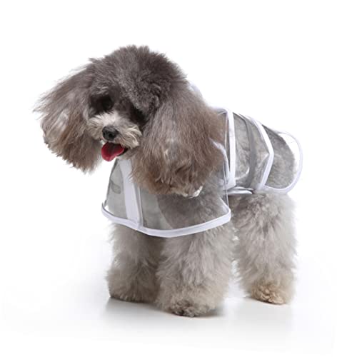 EXHUMKY Regenmantel Für Hunde Mit Kapuze Und Reflektierenden Streifen Wasserdichter Overall Für Haustiere Elastisches Material Für Welpen Weiß von EXHUMKY