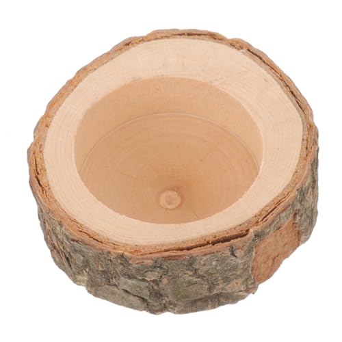EXHUMKY Holz Hamster Futternapf für Kleintiere Natürliche Waschbare Futter Schale für Hamster Meerschweinchen und Eichhörnchen Große Kapazität Langlebig und Kaubare Holzstruktur von EXHUMKY
