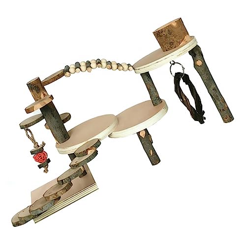 EXHUMKY Holz Kletterleiter für Hamster und Kleintiere Kauspielzeug aus Hochwertigem Holz für Zwerghamster und Fördert und Bewegung von EXHUMKY