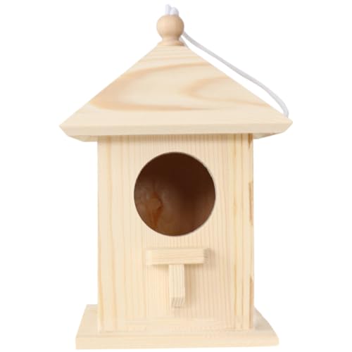 EXHUMKY Holz Vogelhaus für Kleine Hängendes Gartennest für Dekoratives Nistkästchen aus Holz für Garten Fördert Nistverhalten und Naturnahe EXHUMKY Holz Vogelhaus für Kleine Hängendes Gartennest für Dekoratives Nistkästchen aus Holz für Garten Fördert Nistverhalten und Naturnahe von EXHUMKY