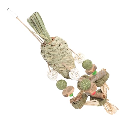 EXHUMKY Kauspielzeug für Kaninchen Gewebtes Beißspielzeug aus Naturmaterial Hängespielzeug für Kleintiere Beruhigendes Kauspielzeug Spielzeug für Meerschweinchen und Hamster von EXHUMKY