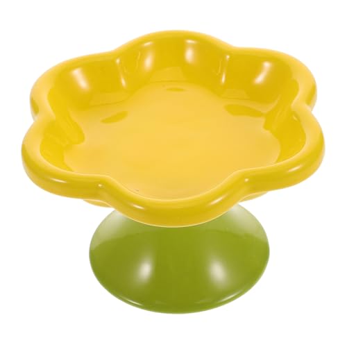 EXHUMKY Erhöhter Keramikkatzennapf Mit Blumenform Ergonomische Futter Und Wasserschale Für Katzen Und Kätzchen Große Kapazität Stilvolles Design Für Ansprechende Fütterung von EXHUMKY