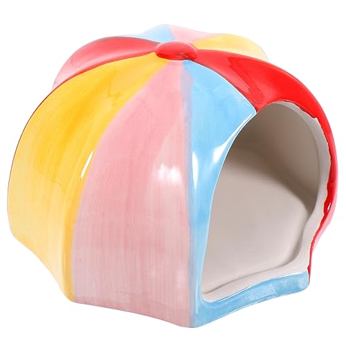 EXHUMKY Keramikschlafnest Hütte Hamsterversteck groß Hamsteranreicherung Hamsternest Multifunktionales Hamsterhaus Hamsterspielzeug Hamster-Haustier-Nest kleine Tierversteckhöhle von EXHUMKY
