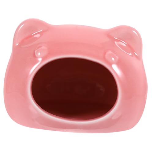 EXHUMKY Keramikschlafnest Rosa Hütte Sommerhamsterversteck Hamster-Sommerschlafhaus klein Heu Unterschlupf für Hamster Hamsterversteck Keramik Haustiernest Hamsterhaus Hamster Unterschlupf von EXHUMKY