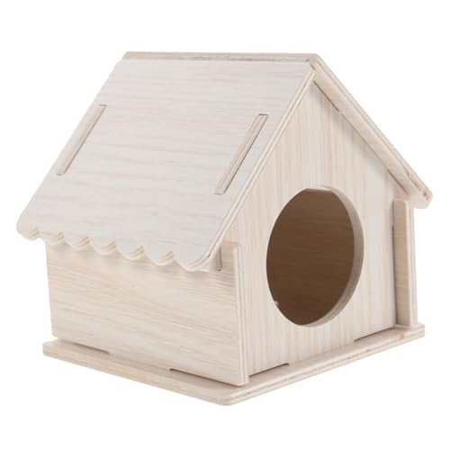 EXHUMKY Kleintierversteck aus Holz für Hamster und Meerschweinchen Gemütliches Spielzeugzubehör mit Großem für Tägliche Aktivitäten von EXHUMKY
