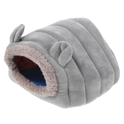 EXHUMKY Mini Hamster Nest klein für Hamsterhaus Käfighamster drinnen Plüsch Haustier Hamster Schlafbett Hamsterbett zu Hause Hamster Unterschlupf Haustier schlafhaus Tierheim Stoff Grau von EXHUMKY