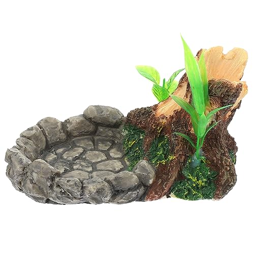 EXHUMKY Terrarium Futter und Wasserschale aus Resin für Reptilien Form für Schildkröten Eidechsen und Schlangen Umweltfreundliches Zubehör für Terrarien Fütterungswerkzeug für Stressfreie von EXHUMKY