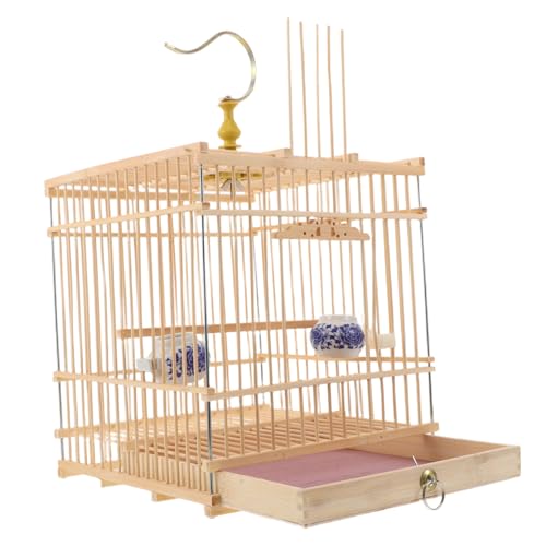 EXHUMKY Vintage Vogelkäfig Rechteckig Kleines Papageienhaus mit Feinem Geflecht Praktischer Türverschluss für Goldzeisige Zosterops Naturfreundliches Design für Balkon und Innenräume von EXHUMKY