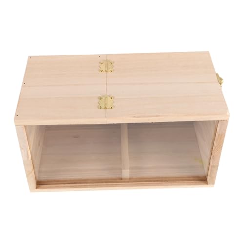 EXHUMKY Transparenter Nistkasten Für Sittiche Papageiennistkasten Aus Holz Und Zuchtbox Für Nymphensittiche Und Conures Vogelhaus Mit Fenster Für Käfig Oder Draußen Natürlicher von EXHUMKY