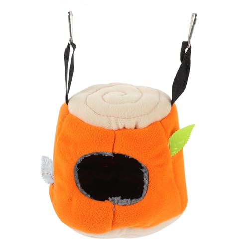 EXHUMKY Warme Hängematte für Vögel und Nager Komfortables Winter Vogelnestbett für Papageien Meerschweinchen und Hamster Kuscheliges Ganzjährig Nutzbares Vogel und Kleintierbett in Orange von EXHUMKY