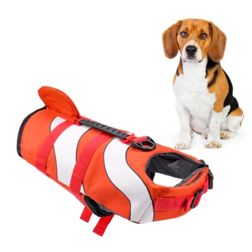 EXHUMKY für Haustiere Wasser Kühlung Hund Badeanzug Rot Kleidung Kühlwesten für Hunde Hund Sommer kleine Weste groß Flotation Rettungsring für Haustiere Welpenleben Orange von EXHUMKY