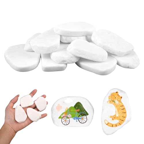 15 Stück Weiße Steine zum Bemalen, 3-8cm Flache Steine zum Bemalen, Glatte Kieselsteine zum Bemalen, Weiße Dekosteine, Steine zum Basteln für Bunte Malerei & Dekoration von Blumentöpfen und Aquarien 15 Stück Weiße Steine zum Bemalen, 3-8cm Flache Steine zum Bemalen, Glatte Kieselsteine zum Bemalen, Weiße Dekosteine, Steine zum Basteln für Bunte Malerei & Dekoration von Blumentöpfen und Aquarien von EXIN DECHEN