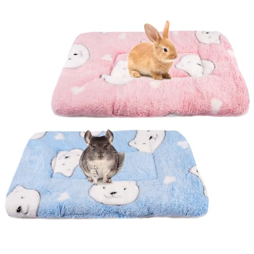 2 Stück Plüschbett für Kleine Tiere, Weich Kaninchen Bett Fleece Meerschweinchen Bett, Waschbares Meerschweinchens Zubehör für Kaninchen Meerschweinchen Hamster Eichhörnchen Kätzchen - 35 x 27cm von EXIN DECHEN