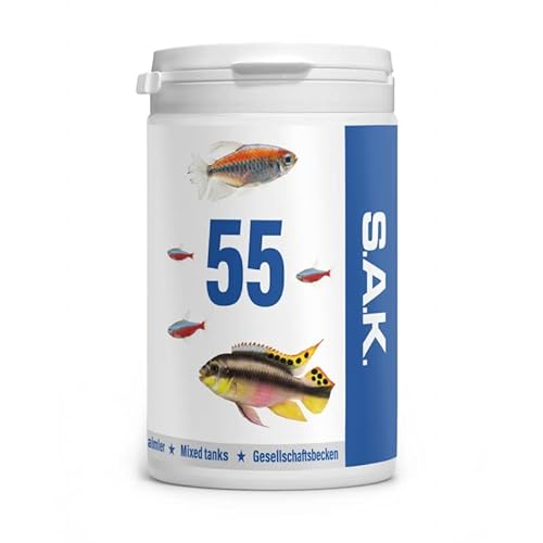 S.A.K. 55 - Komplettes vollwertiges Alleinfuttermittel für alle Zierfischarten. Granulat 130 g (300 ml) Granulatgröße 2 Körnung 1.00-1.5 mm - Fischgröße 5-7 cm von EXOT HOBBY
