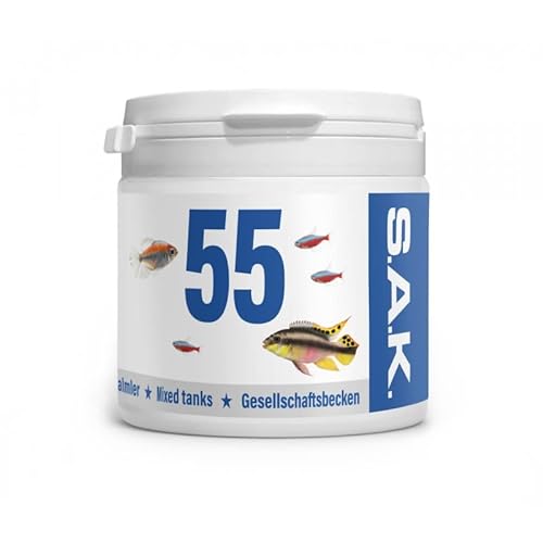 S.A.K. 55 - Komplettes vollwertiges Alleinfuttermittel für alle Zierfischarten. Granulat 75 g (150 ml) Granulatgröße 3 Körnung 1.6-2.7 mm - Fischgröße 7-13 cm von EXOT HOBBY