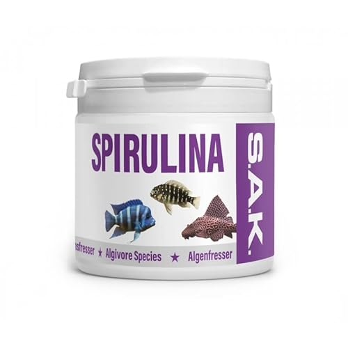 S.A.K. spirulina - Komplettes extrudiertes Futter für alle Zierfischarten, vor allem Tropheus Arten und L-Welse. Granulat 75 g (150 ml) Granulatgröße 2 Körnung 1.00 - 1.5 mm - Fischgröße 5 - 7 cm von EXOT HOBBY