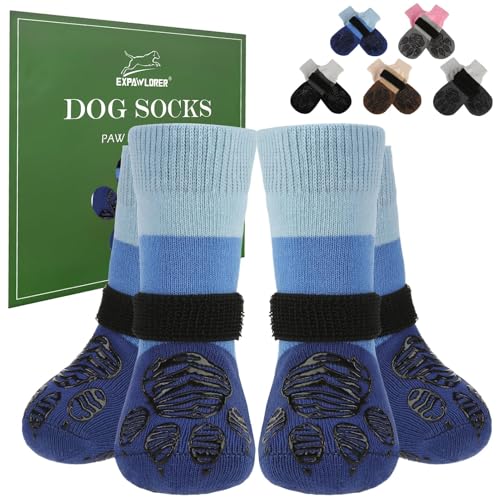 EXPAWLORER 2 Paar Hundesocken Anti-Rutsch doppelseitig zum Leckschutz mit verstellbaren Riemen für den Innenbereich, rutschfeste Hunde Socken Pfotenschutz Hund Verletzung Hundeschuhe, Blau XS EXPAWLORER 2 Paar Hundesocken Anti-Rutsch doppelseitig zum Leckschutz mit verstellbaren Riemen für den Innenbereich, rutschfeste Hunde Socken Pfotenschutz Hund Verletzung Hundeschuhe, Blau XS von EXPAWLORER