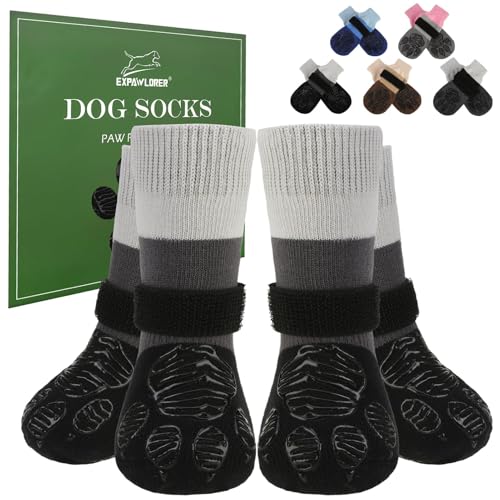 EXPAWLORER 2 Paar Hundesocken Anti-Rutsch doppelseitig zum Leckschutz mit verstellbaren Riemen für den Innenbereich, rutschfeste Hunde Socken Pfotenschutz Hund Verletzung Hundeschuhe, Schwarz L EXPAWLORER 2 Paar Hundesocken Anti-Rutsch doppelseitig zum Leckschutz mit verstellbaren Riemen für den Innenbereich, rutschfeste Hunde Socken Pfotenschutz Hund Verletzung Hundeschuhe, Schwarz L von EXPAWLORER