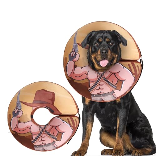 EXPAWLORER Extra breites, weiches Hundehalsband – aufblasbares Donut-Halsband für Hunde, Alternative nach Operationen, um Lecken zu stoppen, verstellbar, schützendes E-Kragen (Kuhjunge) von EXPAWLORER