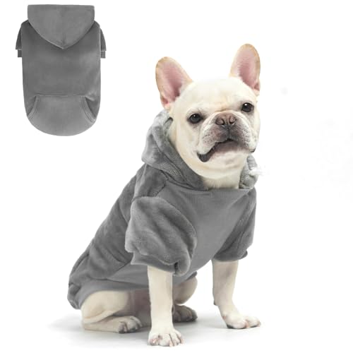EXPAWLORER Flanell Basic Hunde-Kapuzenpullover – warmer, weicher Hundepullover mit Loch für die Leine und Tasche, Hundekleidung für kaltes Wetter, Wintermantel, Herbst-Sweatshirt für große Hunde, von EXPAWLORER