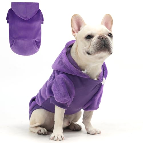 EXPAWLORER Flanell Basic Hunde-Kapuzenpullover – warmer, weicher Hundepullover mit Loch für die Leine und Tasche, Hundekleidung für kaltes Wetter, Wintermantel, Herbst-Sweatshirt für große Hunde, von EXPAWLORER