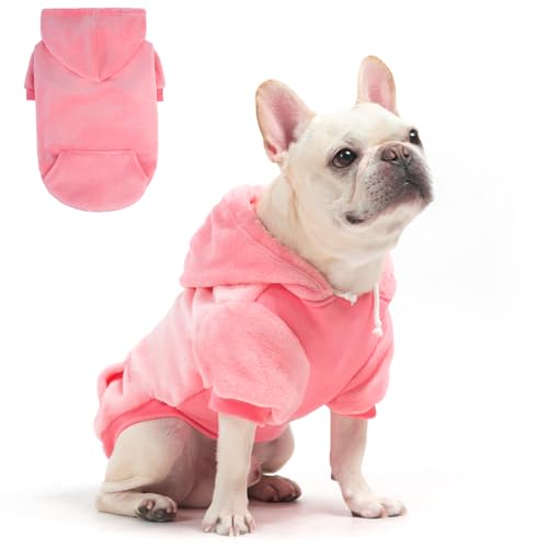 EXPAWLORER Flanell Basic Hunde-Kapuzenpullover – warmer, weicher Hundepullover mit Loch für die Leine und Tasche, Hundekleidung für kaltes Wetter, Wintermantel, Herbst-Sweatshirt für große Hunde, von EXPAWLORER