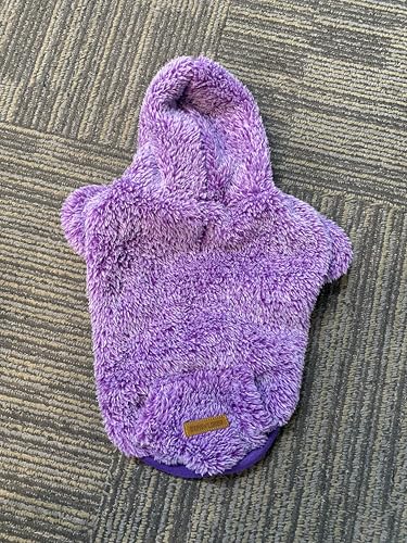 EXPAWLORER Fuzzy Sweaters, doppelseitiger Plüsch-Fleece, weicher Hunde-Kapuzenpullover – Wintermantel, Sherpa-Kapuzen-Sweatshirt für kleine bis große Hunde (Lila, S) von EXPAWLORER