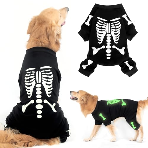 EXPAWLORER Halloween-Hunde-Pyjama, leuchtet im Dunkeln, Skelett-Kostüm, warm, weich und dehnbar, Winterkleidung, Pullover, Jumpsuits mit Ärmeln, für kleine, mittelgroße und große Jungen, Mädchen EXPAWLORER Halloween-Hunde-Pyjama, leuchtet im Dunkeln, Skelett-Kostüm, warm, weich und dehnbar, Winterkleidung, Pullover, Jumpsuits mit Ärmeln, für kleine, mittelgroße und große Jungen, Mädchen von EXPAWLORER