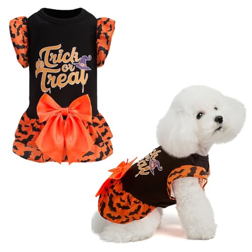 EXPAWLORER Halloween-Kleid für kleine Hunde und Welpen, Hundekleid, Hemd, Haustier-Outfits, Urlaubsparty-Kleidung, warmer Rock von EXPAWLORER