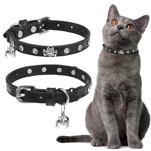 EXPAWLORER Halloween-Leder-Katzenhalsband, verstellbar, mit Nietspieß, für Mädchen, Jungen, Katzen, Punk-Zubehör mit Glocke und robustem D-Ring, weißer Diamant-Totenkopf EXPAWLORER Halloween-Leder-Katzenhalsband, verstellbar, mit Nietspieß, für Mädchen, Jungen, Katzen, Punk-Zubehör mit Glocke und robustem D-Ring, weißer Diamant-Totenkopf von EXPAWLORER