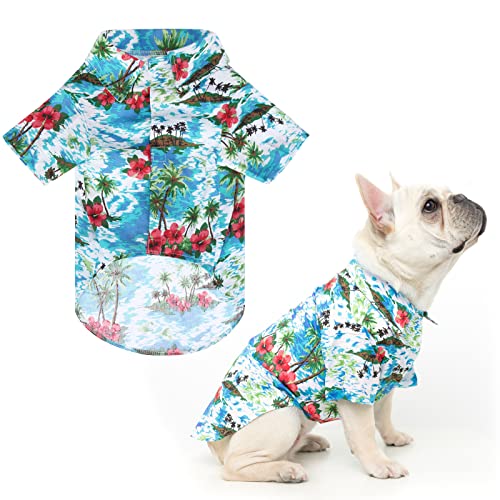 EXPAWLORER Hawaii-Hunde-Shirt im Hawaii-Stil, atmungsaktiv, florales Polo-T-Shirts, coole Herbstkleidung für kleine, mittelgroße und große Hunde, Katzen, Haustiere von EXPAWLORER