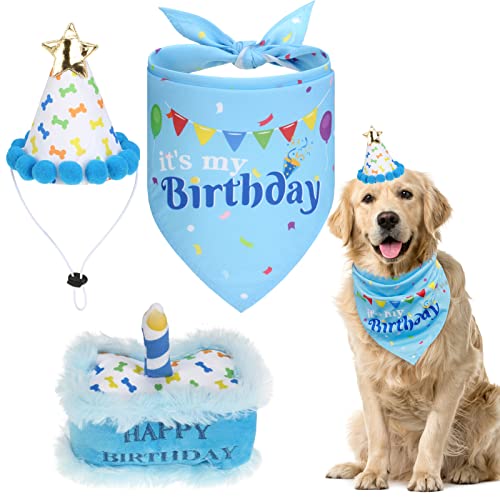 EXPAWLORER Hund Geburtstag Party Supplies,Niedliche Hunde-Geburtstagsmütze, Festlicher Geburtstagskuchen Hund quietschendes Kauspielzeug, Hundemotiv Geburtstag Party Supplies Geschenk von EXPAWLORER