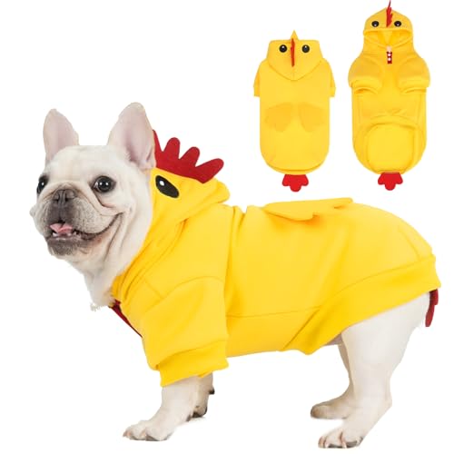 EXPAWLORER Hunde-Huhn-Kostüm, Cosplay für kleine, mittelgroße und große Hunde, Halloween-Kostüm, weicher Pullover, Sweatshirt, lustige Haustier-Kapuzenpullover, Kleidung für Welpen, Katzen, Jungen und von EXPAWLORER