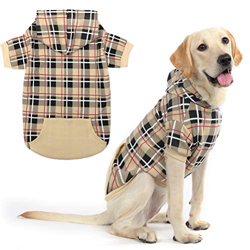 EXPAWLORER Hunde-Kapuzenpullover, kariert, britischer Stil, für kleine, mittelgroße und große Hunde von EXPAWLORER