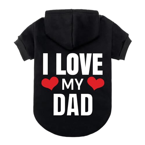 EXPAWLORER Hunde-Kapuzenpullover, weich und warm, für Herbst und Winter, mit Aufdruck "I Love My Dad", für Welpen, Katzen, kleine, mittelgroße und große Hunde von EXPAWLORER