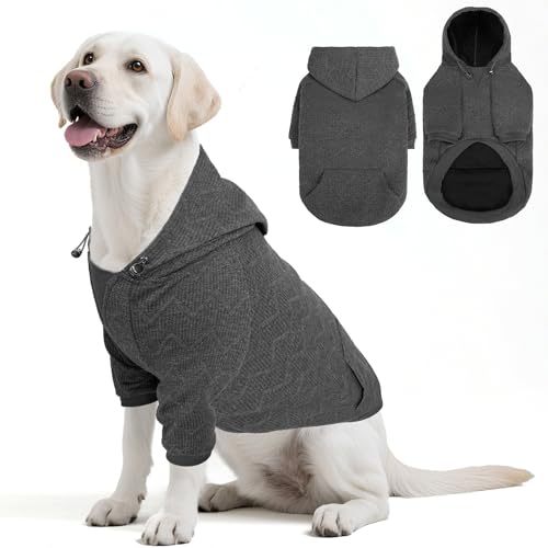 EXPAWLORER Hunde-Kapuzenpullover für kleine, mittelgroße und große Hunde, weicher und warmer Hunde-Kapuzenpullover mit Loch für die Leine und Tasche, Winter, Herbst, kaltes Wetter, warme von EXPAWLORER