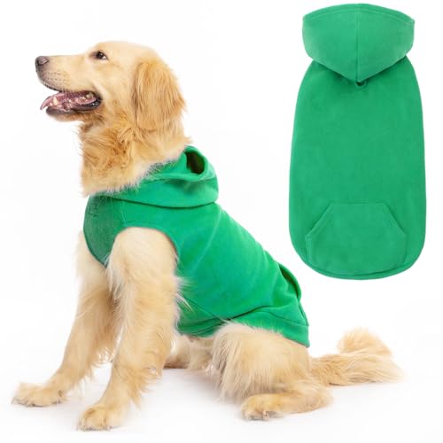 EXPAWLORER Hunde-Kapuzenpullover mit Tasche, Polarfleece-Hunde-Sweatshirt, für Herbst und kalte Winter, ärmelloser Pullover mit Kapuze, warme, gemütliche Haustierkleidung für kleine bis große Hunde, von EXPAWLORER