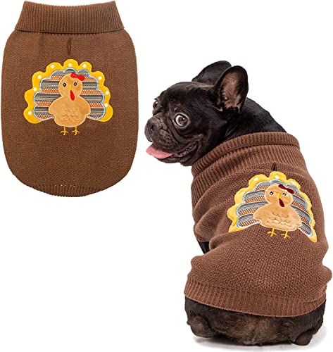 EXPAWLORER Hunde-Pullover Thanksgiving mit Truthahn-Muster, weich und warm, Braun, L von EXPAWLORER