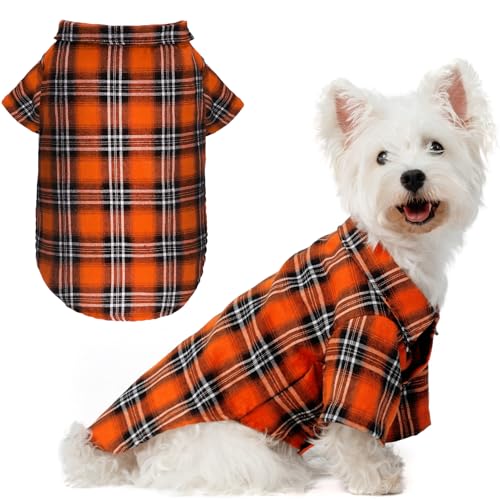 EXPAWLORER Hunde-Shirt, Herbstkleidung, atmungsaktiv, Polo-T-Shirts, Hundekostüm mit Karomuster, Haustier-Outfit für kleine, mittelgroße und große Hunde, Welpen, Jungen und Mädchen von EXPAWLORER