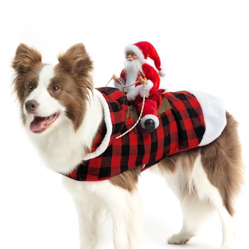 EXPAWLORER Hunde-Weihnachtsoutfit – Weihnachtskostüm für Hunde, Urlaubsatmosphäre, karierter Hunde-Kapuzenpullover für den Winter, lustiger Weihnachtsmann, Reiten, Weihnachtskostüm, Hundekleidung für EXPAWLORER Hunde-Weihnachtsoutfit – Weihnachtskostüm für Hunde, Urlaubsatmosphäre, karierter Hunde-Kapuzenpullover für den Winter, lustiger Weihnachtsmann, Reiten, Weihnachtskostüm, Hundekleidung für von EXPAWLORER