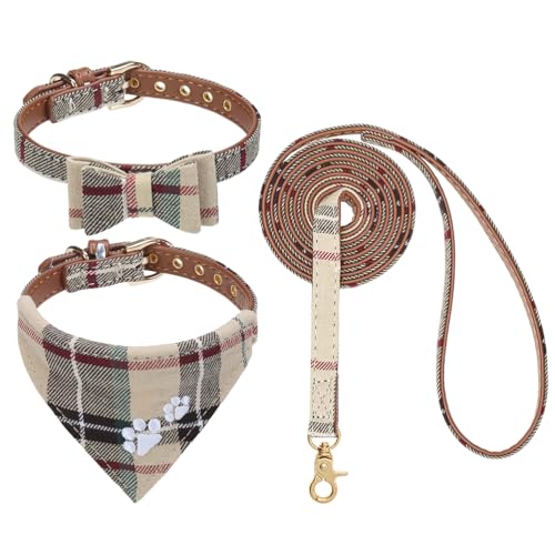 EXPAWLORER Stickerei Hundehalsband mit Leine - Verstellbarer Hundehalsband und Leine Set, weicher schöner Hundehalsband mit Tuch und Schleife, modernes Design ideal für Katzen und Hunde, Braun M EXPAWLORER Stickerei Hundehalsband mit Leine - Verstellbarer Hundehalsband und Leine Set, weicher schöner Hundehalsband mit Tuch und Schleife, modernes Design ideal für Katzen und Hunde, Braun M von EXPAWLORER