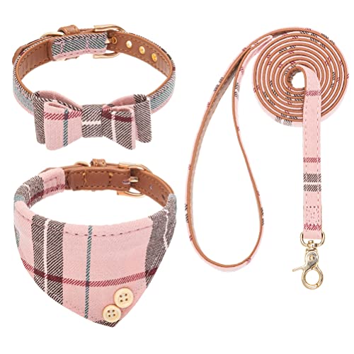 EXPAWLORER Hundehalsband und Leine, Set – klassisch, kariert, niedliche Fliege und Bandana-Halsband, kein Verheddern, verstellbares Welpenhalsband und Leine für kleine, mittelgroße und große Hunde, EXPAWLORER Hundehalsband und Leine, Set – klassisch, kariert, niedliche Fliege und Bandana-Halsband, kein Verheddern, verstellbares Welpenhalsband und Leine für kleine, mittelgroße und große Hunde, von EXPAWLORER
