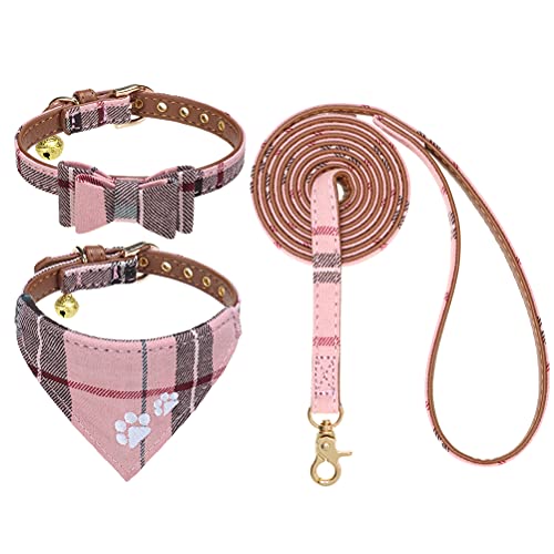 EXPAWLORER Hundehalsband und Leine, Set mit Stickerei, Pfotenabdrücke, kariert, Hundehalsband und Hundeleine, Nicht frei, Fliege und Bandana, Hundehalsband mit Glöckchen, Halsband und Leine, für EXPAWLORER Hundehalsband und Leine, Set mit Stickerei, Pfotenabdrücke, kariert, Hundehalsband und Hundeleine, Nicht frei, Fliege und Bandana, Hundehalsband mit Glöckchen, Halsband und Leine, für von EXPAWLORER