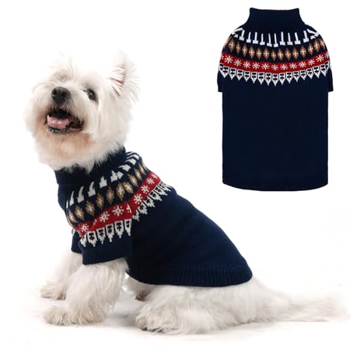EXPAWLORER Hundepullover – gestrickte Hundekleidung, niedlicher Hundepullover mit Ärmeln, warmes Hunde-Sweatshirt, Outfit in traditionellen Fair-Isle-Mustern, Winterpullover für kleine, mittelgroße EXPAWLORER Hundepullover – gestrickte Hundekleidung, niedlicher Hundepullover mit Ärmeln, warmes Hunde-Sweatshirt, Outfit in traditionellen Fair-Isle-Mustern, Winterpullover für kleine, mittelgroße von EXPAWLORER