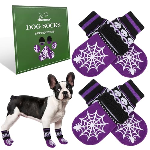 EXPAWLORER Hundesocken, Halloween-Motiv, verhindern Pfotenlecken, Hundestiefel mit Antirutschbeschichtung, für Holzböden, für kleine/mittelgroße/große/Seniorenhunde, Lila Geist, Größe M EXPAWLORER Hundesocken, Halloween-Motiv, verhindern Pfotenlecken, Hundestiefel mit Antirutschbeschichtung, für Holzböden, für kleine/mittelgroße/große/Seniorenhunde, Lila Geist, Größe M von EXPAWLORER