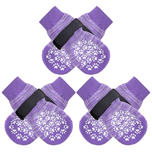 EXPAWLORER Hundesocken Anti Rutsch - 3 Paar doppelseitige Hundesocken Leckschutz weicher Pfotenschutz Hund Verletzung mit verstellbaren Riemen, Tolle Traktionskontrolle auf Holzboden, Lila XS EXPAWLORER Hundesocken Anti Rutsch - 3 Paar doppelseitige Hundesocken Leckschutz weicher Pfotenschutz Hund Verletzung mit verstellbaren Riemen, Tolle Traktionskontrolle auf Holzboden, Lila XS von EXPAWLORER