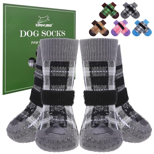 EXPAWLORER Hundesocken gegen Lecken der Pfoten, doppelseitig, rutschfest, mit Greifern, Hundeschuhe für Hartholzböden, Hundeschuhe für kleine, mittelgroße und große ältere Hunde, Schwarz, Größe XL, 4 EXPAWLORER Hundesocken gegen Lecken der Pfoten, doppelseitig, rutschfest, mit Greifern, Hundeschuhe für Hartholzböden, Hundeschuhe für kleine, mittelgroße und große ältere Hunde, Schwarz, Größe XL, 4 von EXPAWLORER